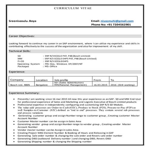 SAP- Resume 