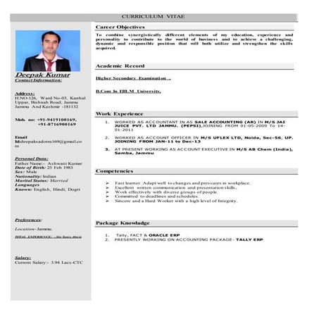 Deepak Kumar CV | DOCX