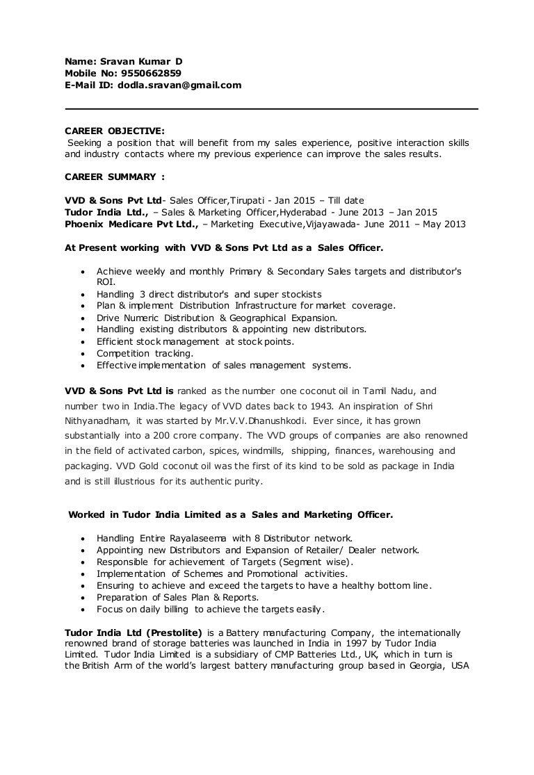 Career Objective In Sales Indian Sales Manager Resume Career
