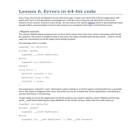 Lesson 6. Errors in 64-bit code