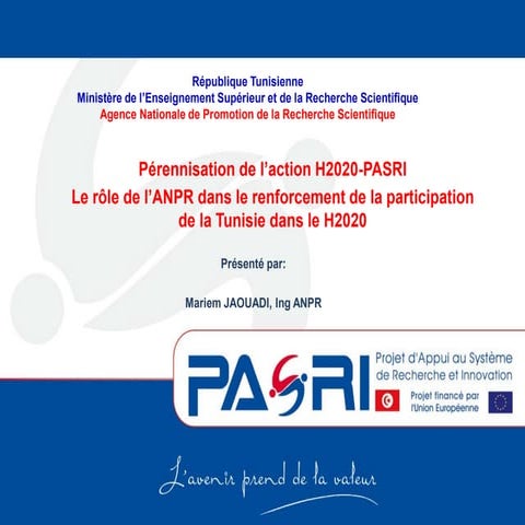 Le rôle de l’ANPR dans le renforcement de la participation de la Tunisie dans...