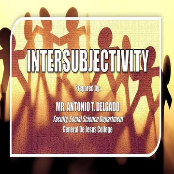 PHILOSOPHY OF THE HUMAN PERSON - INTERSUBJECTIVITY