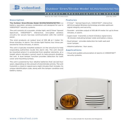 06 outdoor siren specification sheet