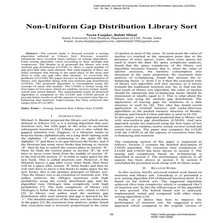 Non-Uniform Gap Distribution Library Sort | PDF