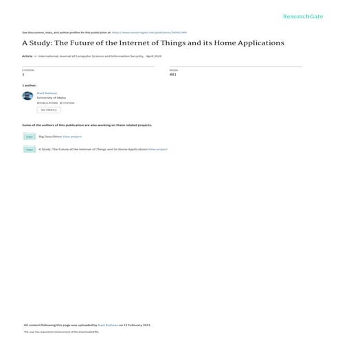 A Study: The Future of the Internet of Things and its Home Applications ...