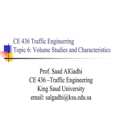 06 Volume Studies and Characteristics (Traffic Engineering هندسة المرور & Pro...