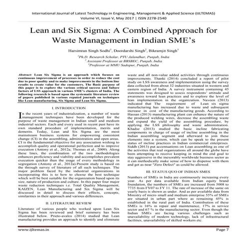 Applying Lean Six Sigma To Reduce Linen Loss In An Acute Care | PDF