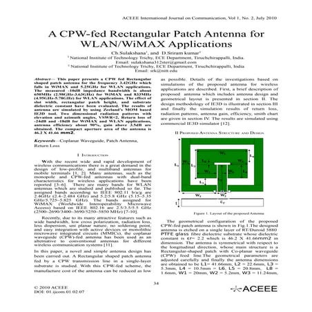 A CPW-fed Rectangular Patch Antenna for WLAN/WiMAX Applications