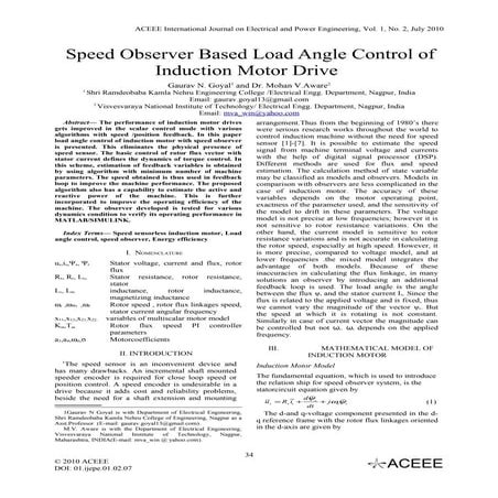 Speed Observer Based Load Angle Control of Induction Motor Drive