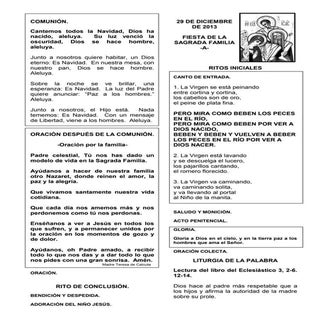 Guión de la Misa de la Sagrada Fami...