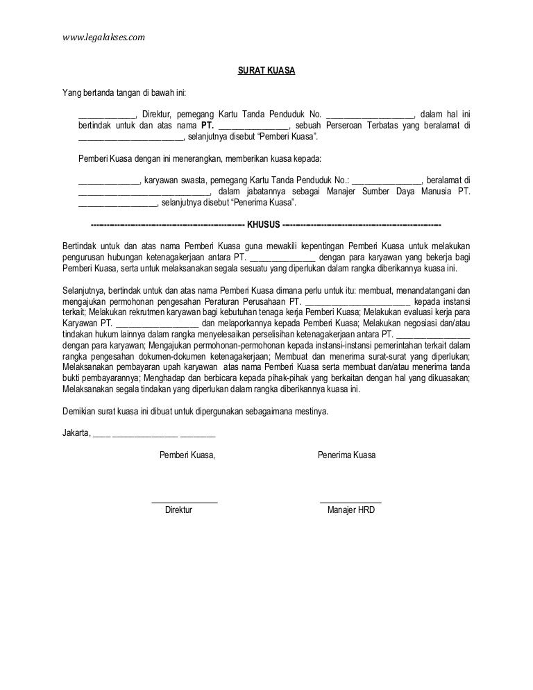 Surat Kuasa Manajer Hrd