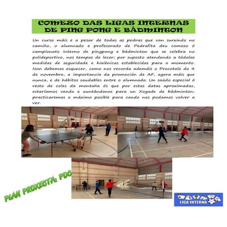 comezo das ligas internas de ping pong e badminton