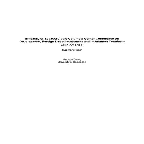 Summary paper of the Conference "Sustainable Development, FDI and Investment ...