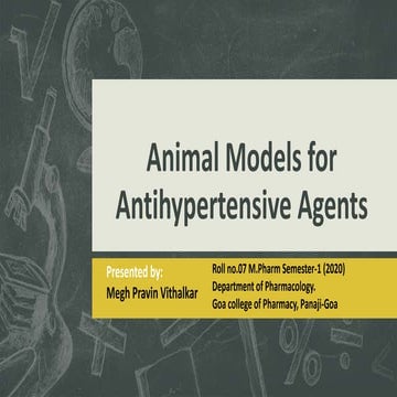 Animal Models for anti-hypertensive Drugs