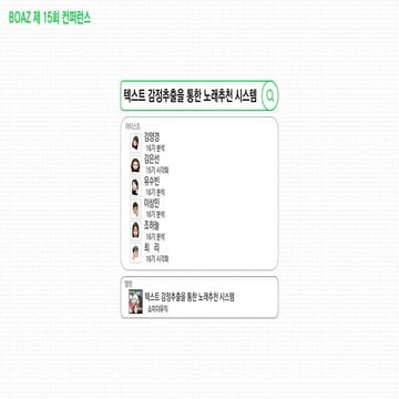 제 15회 보아즈(BOAZ) 빅데이터 컨퍼런스 - [쇼미더뮤직 팀] : 텍스트 감정추출을 통한 노래 추천