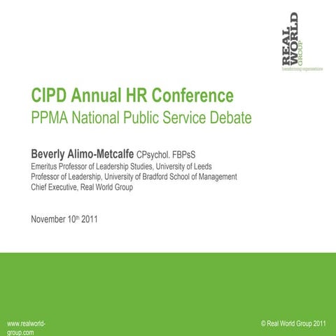 Beverley Alimo-Metcalfe - PPMA National Public Service Debate at CIPD Conf - ...