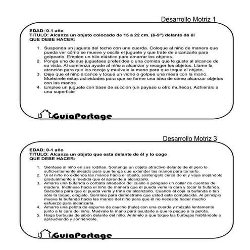 Estimulacion temprana y actividades para el desarrollo | PDF