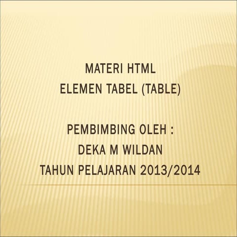 HTML elemen tabel
