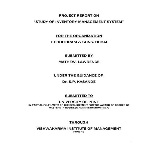 study of inventory management system | PDF