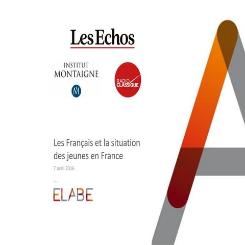 Les Français et la situation des jeunes en France / Sondage ELABE pour ...