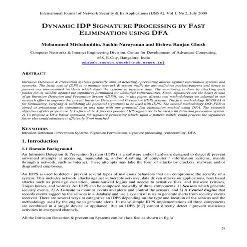 DYNAMIC IDP SIGNATURE PROCESSING BY FAST ELIMINATION USING DFA