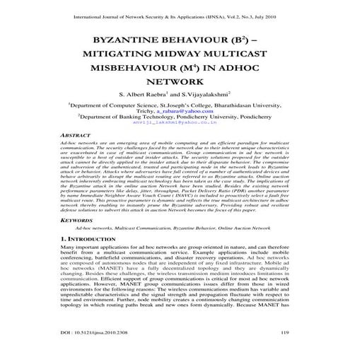 BYZANTINE BEHAVIOUR (B2) – MITIGATING MIDWAY MULTICAST MISBEHAVIOUR (M4) IN A...