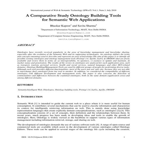 A Comparative Study of Ontology building Tools in Semantic Web Applications 