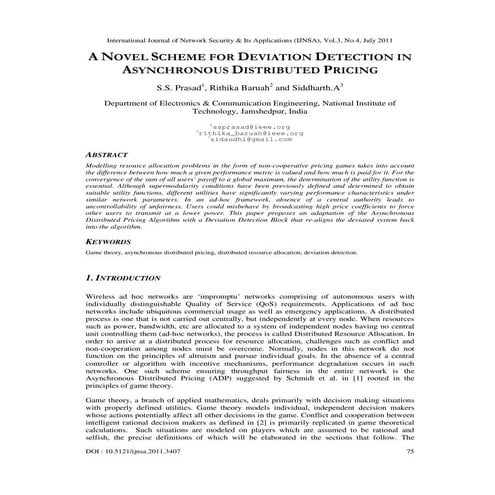 A NOVEL SCHEME FOR DEVIATION DETECTION IN ASYNCHRONOUS DISTRIBUTED PRICING