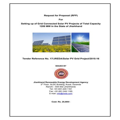 RfP invited for setting up 1200 MW Solar PV by Jharkhand Renewable ...