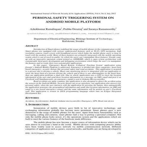 PERSONAL SAFETY TRIGGERING SYSTEM ON ANDROID MOBILE PLATFORM