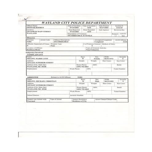 071503 michael charged as incorrigible | PDF