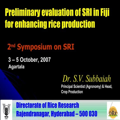 0715 Preliminary Evaluation of SRI in Fiji for Enhancing Rice Production