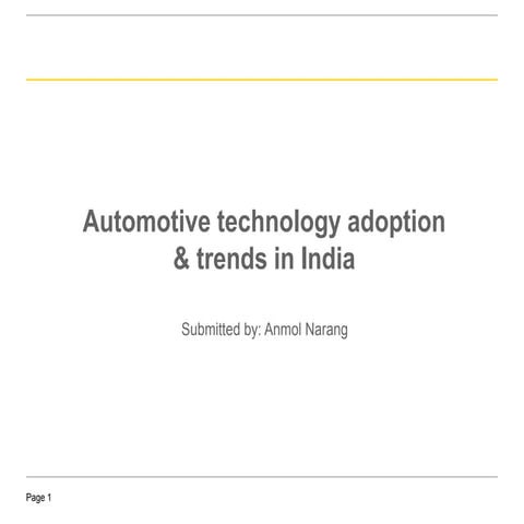 Understanding Technology in 4 wheeler market