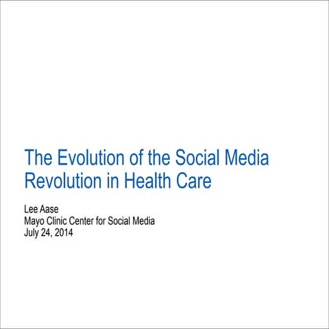 Evolution of the Social Media Revolution in Health Care