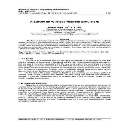 A Survey on Wireless Network Simulators | PDF