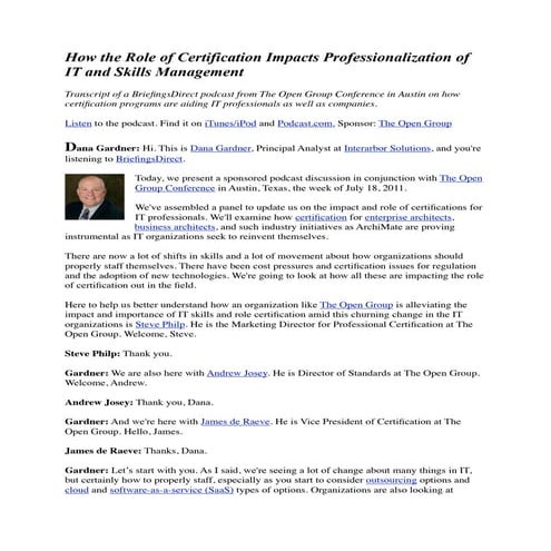 How the Role of Certification Impacts Professionalization of IT and Skills Ma...