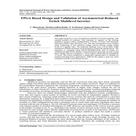 FPGA Based Design and Validation of Asymmetrical Reduced Switch Multilevel In...