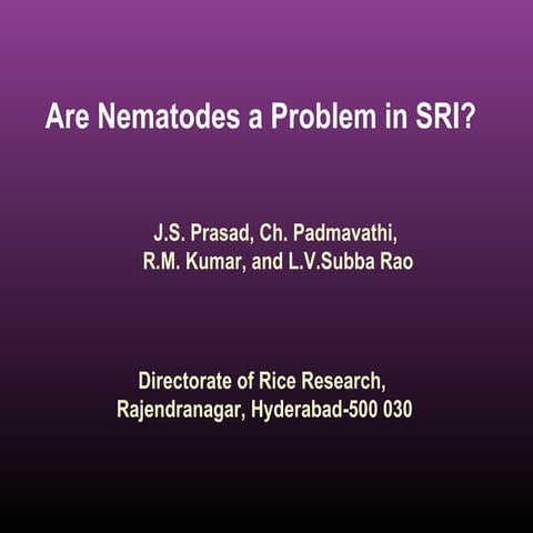 0730 Are Nematodes a Problem in SRI?