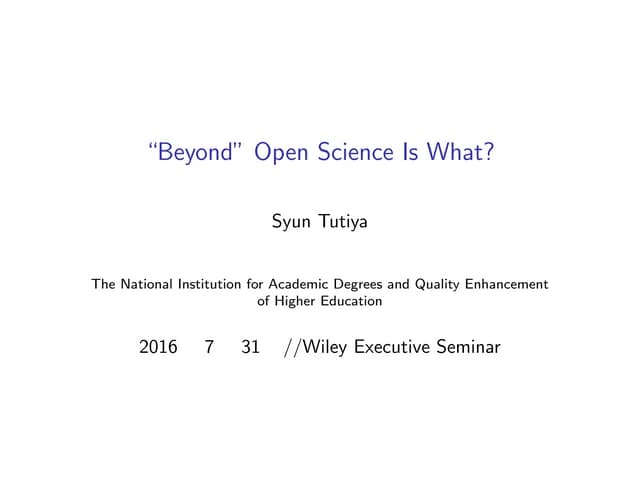"Beyond" Open Science is What?
