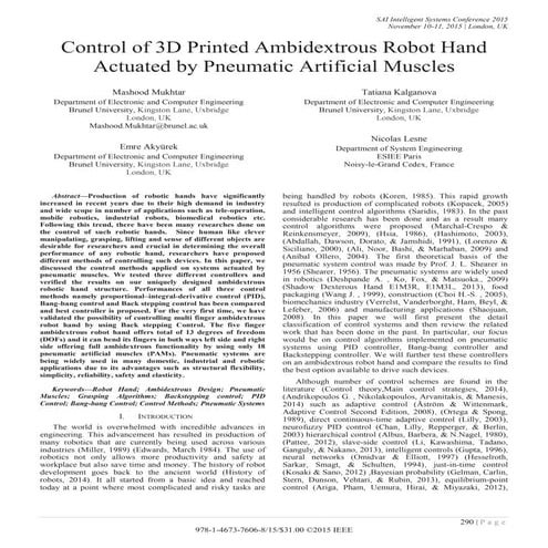 Control of 3D Printed Ambidextrous Robot Hand Actuated by Pneumatic Artificia...