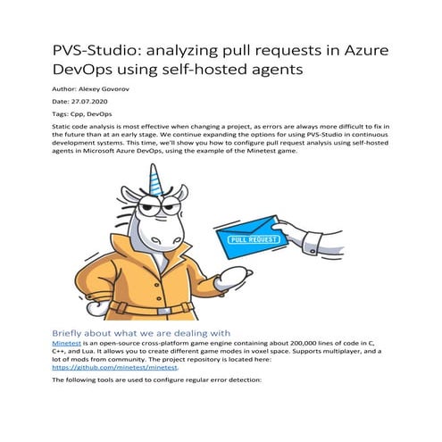 PVS-Studio: analyzing pull requests in Azure DevOps using self-hosted agents