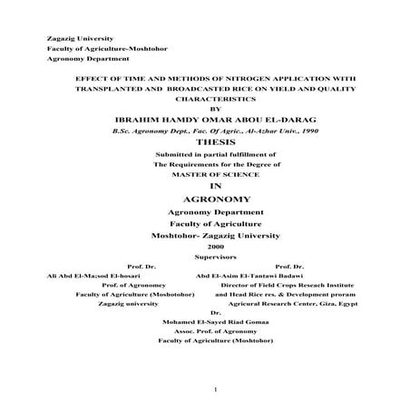 EFFECT OF TIME AND METHODS OF NITROGEN APPLICATION WITH TRANSPLANTED AND  BRO...