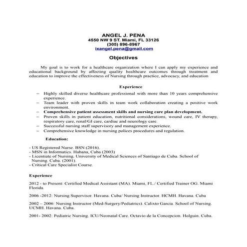 Felicia McKenna bsn rn resume 1 | DOCX