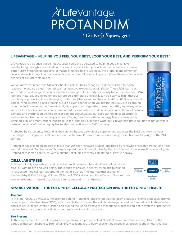 LifeVantage Protandim Science Info