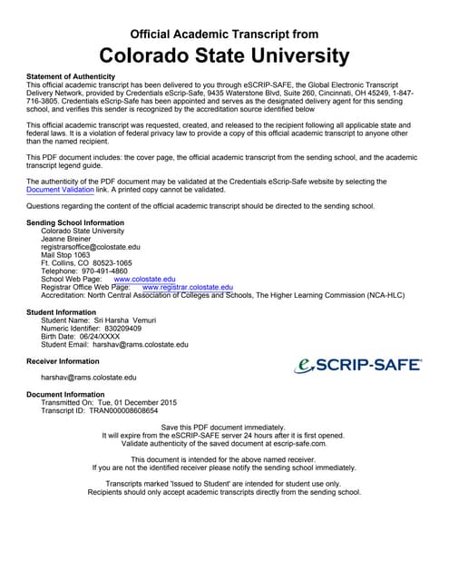 Colorado State University _ RAMweb _ Records _ Unofficial Transcript ...