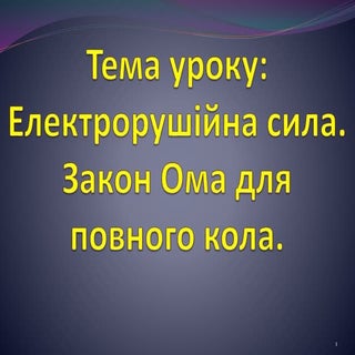 079 ЕРС. Зкон Ома для повного кола