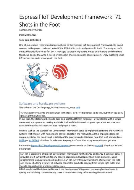 Espressif Iot Development Framework 71 Shots In The Foot Pdf Espressif Iot Development Framework 71 Shots In The Foot Pdf
