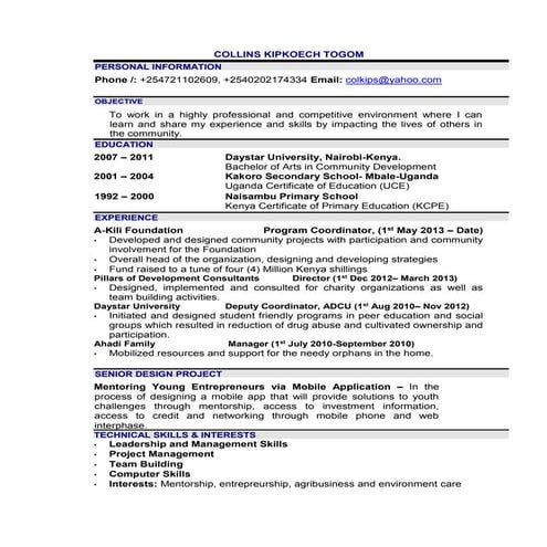 COLLINS KIPKOECH TOGOM CV