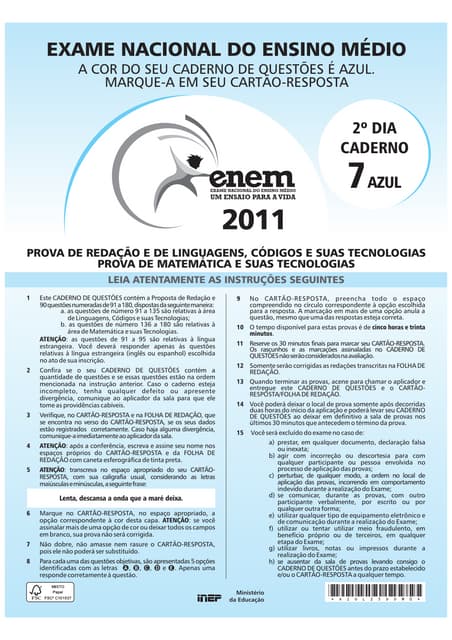 Prova Enem Azul 2011 | PDF
