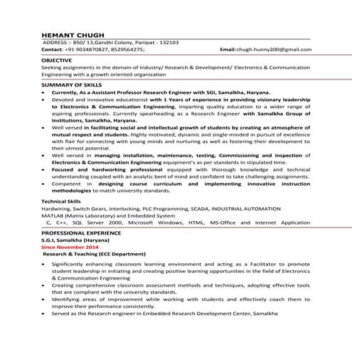 Hemant resume